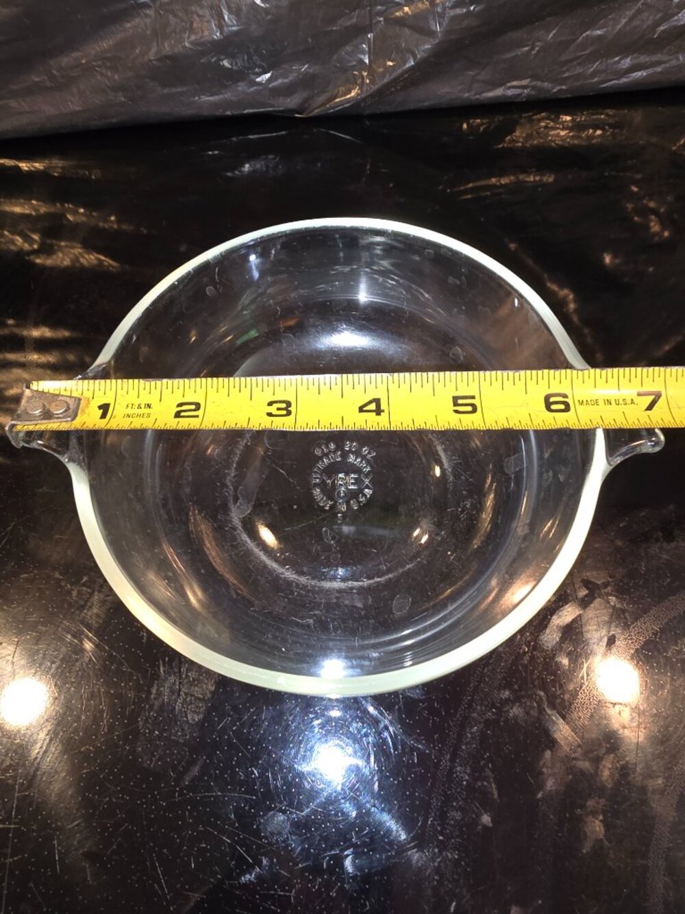 Pyrex Round Clear Glass Casserole Dish Handles Vintage 20 oz 1950-1970 No Lid - Picture 6 of 8